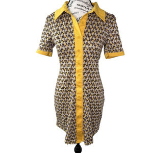 Like An Angel Short Pullover Dress Med Multicolor Geometric Pattern Retro